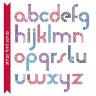 Round light lower case letters with triple lines vector colorfu