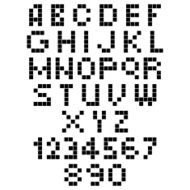 Pixel Font - Alphabets and numerals characters in retro square pixel