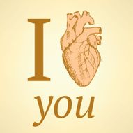 Sketch human heart in vintage style N3