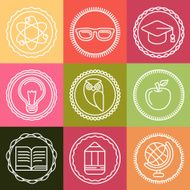 Vector education icons and logos in outline style