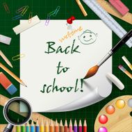 Welcome Back to school background or card with rulers pencils N4