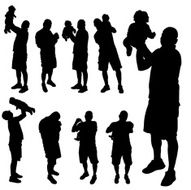 father with baby vector silhouette N2