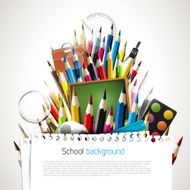 Colorful crayons with school supplies N2