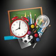 School supplies on blackboard - back to school concept N2