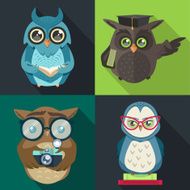 set owl with book