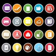 Writing related icons with long shadow