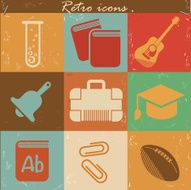 Education icons vintage vector