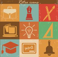 Education icons vintage vector N2