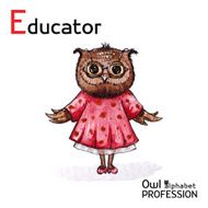 Alphabet professions Owl Educator character on a white background Vector
