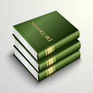 Vector green dictionary book pile