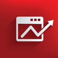 Software Analysis symbol on red background clean vector