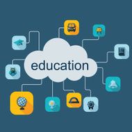 Flat concept set modern design with shadow education icons N11