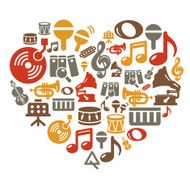 Music Icons in Heart Shape