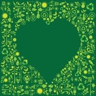 Eco icons set background in heart shape