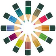 Set of multicolor pencils on white background Vector illustrati