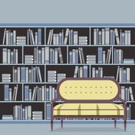 Empty Reading Seat In Front Of A Bookcase Vector Illustration