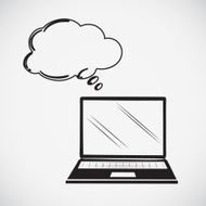 Simple sketch of a laptop with an empty callout