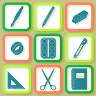 Set of 9 icons instruments for education