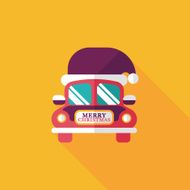 Christmas car flat icon with long shadow eps10 N2