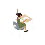 School girl at desk illustration