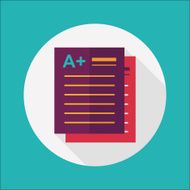 Good grades on exam flat icon with long shadow eps10 N2