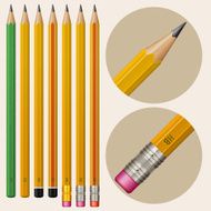 Monochrome pencils with erasers