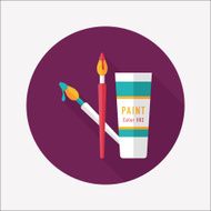 brush and color tube flat icon with long shadow eps10 N10
