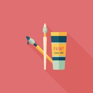 brush and color tube flat icon with long shadow eps10 N11