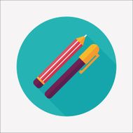 Pencil and pen flat icon with long shadow eps10 N10