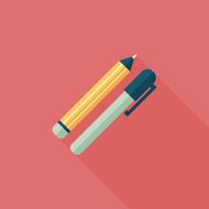 Pencil and pen flat icon with long shadow eps10 N11