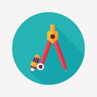 Compass Pencil flat icon with long shadow eps10 N2