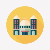 School building flat icon with long shadow eps10 N21