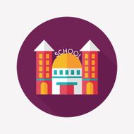 School building flat icon with long shadow eps10 N22