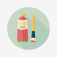 paint brush flat icon with long shadow eps 10 N5