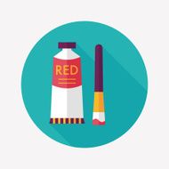 paint brush flat icon with long shadow eps 10 N6