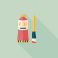paint brush flat icon with long shadow eps 10 N7
