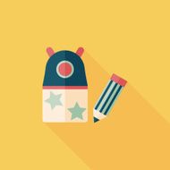 Pencil sharpener flat icon with long shadow eps10 N7