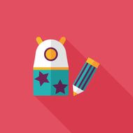 Pencil sharpener flat icon with long shadow eps10 N8