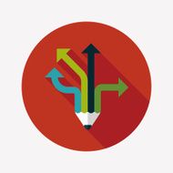 pencil ribbon arrow flat icon with long shadow eps10 N3