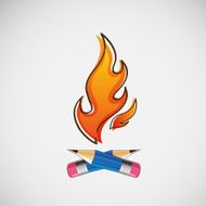 The fire which burn pencils Vector design