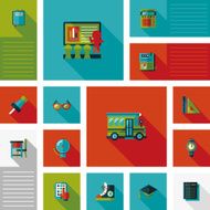 back to school flat ui with long shadow eps10