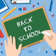 Back to School Flat Style Blackboard Vector Background With Chalk