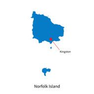 Detailed vector map of Norfolk Island and capital city Kingston