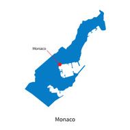 Detailed vector map of Monaco and capital city