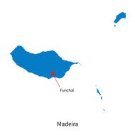 Detailed vector map of Madeira and capital city Funchal