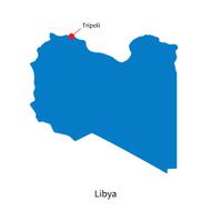 Detailed vector map of Libya and capital city Tripoli