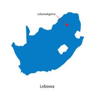 Detailed vector map of Lebowa and capital city Lebowakgomo