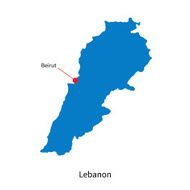 Detailed vector map of Lebanon and capital city Beirut