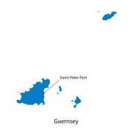 Vector map of Guernsey and capital city Saint Peter Port