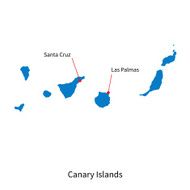 Map of Canary Islands and capital city Santa Cruz